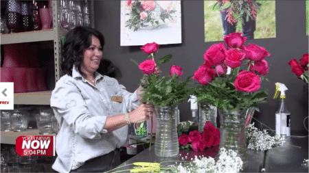 The FlowerLoft preparing arrangements. 